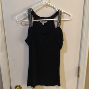Jennifer Lopez Black Tank Top with Silver Embellished Straps